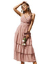 Maxi Dress Temperament Commuting Suspenders Red - ROUTINE FASHION